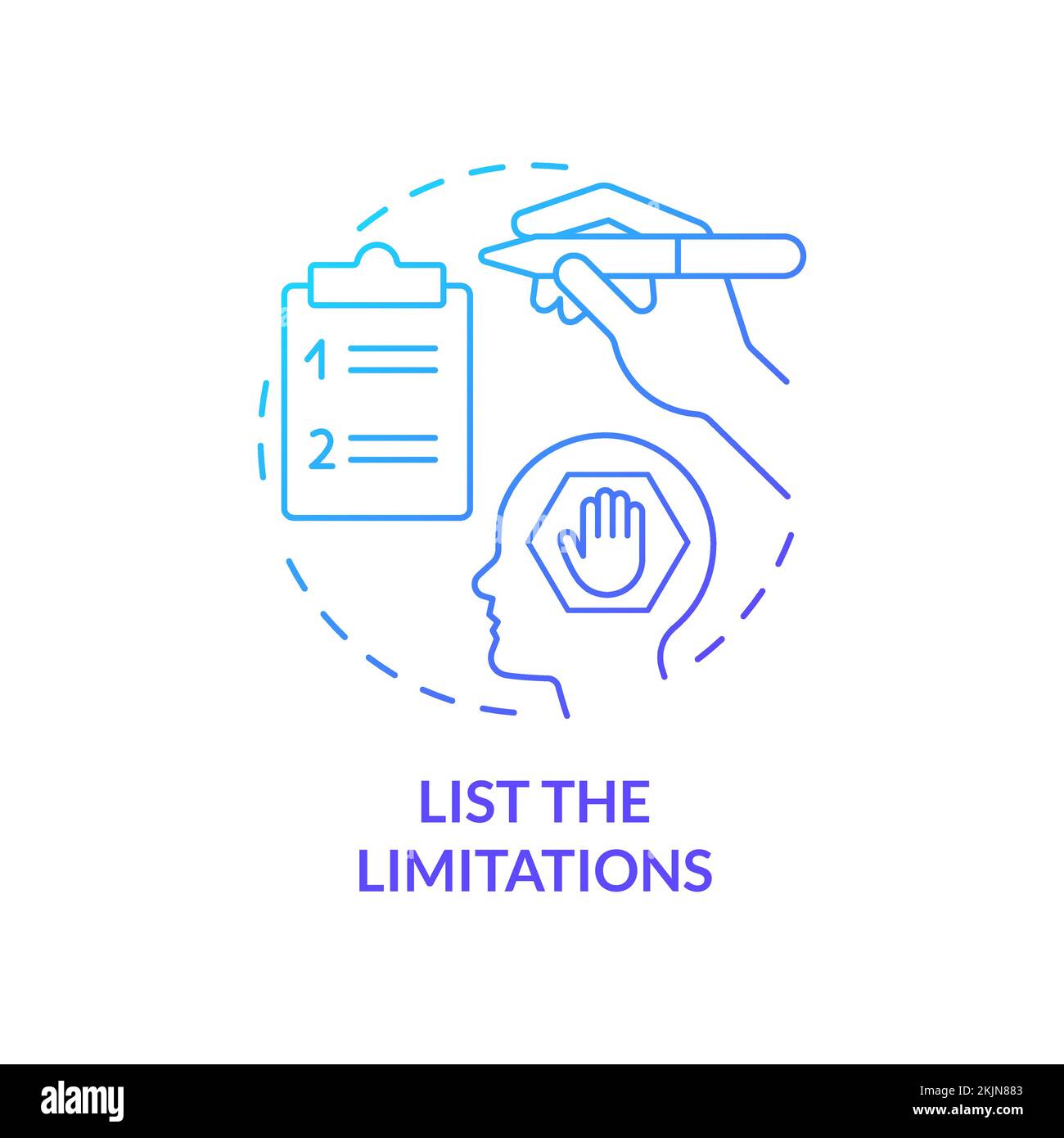 List limitations blue gradient concept icon stock vector image art