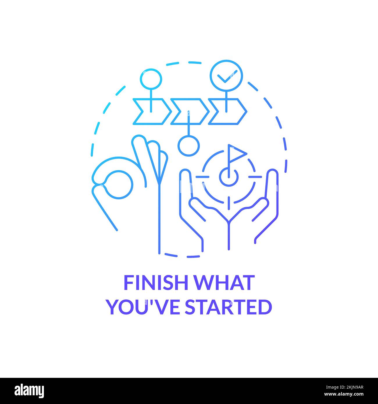 Finish what you started blue gradient concept icon Stock Vector