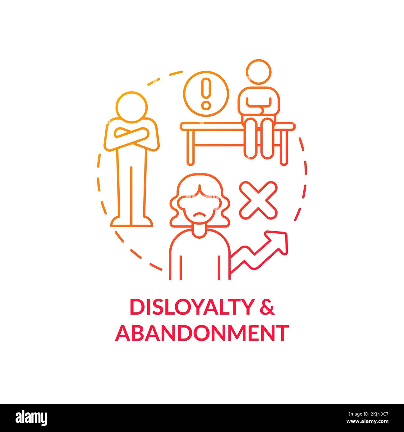 Disloyalty and abandonment red gradient concept icon Stock Vector