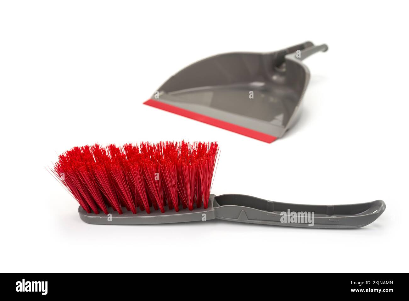 Cleaning set of dust pan and brush. Housekeeping Concept Stock Photo