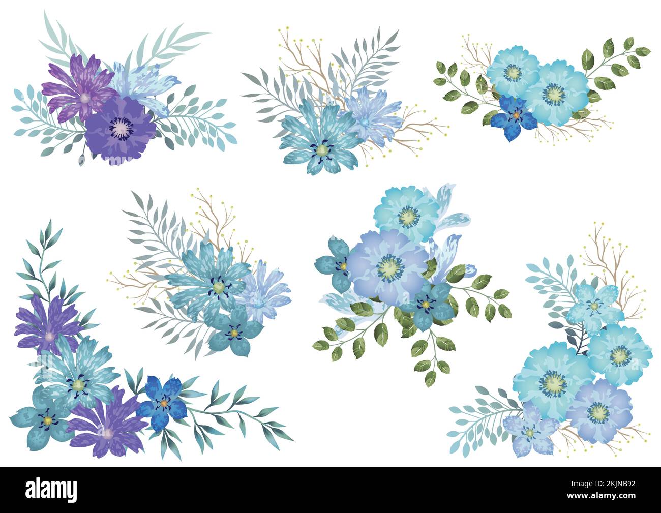 Set Of Watercolor Floral Elements Isolated On A white Background ...