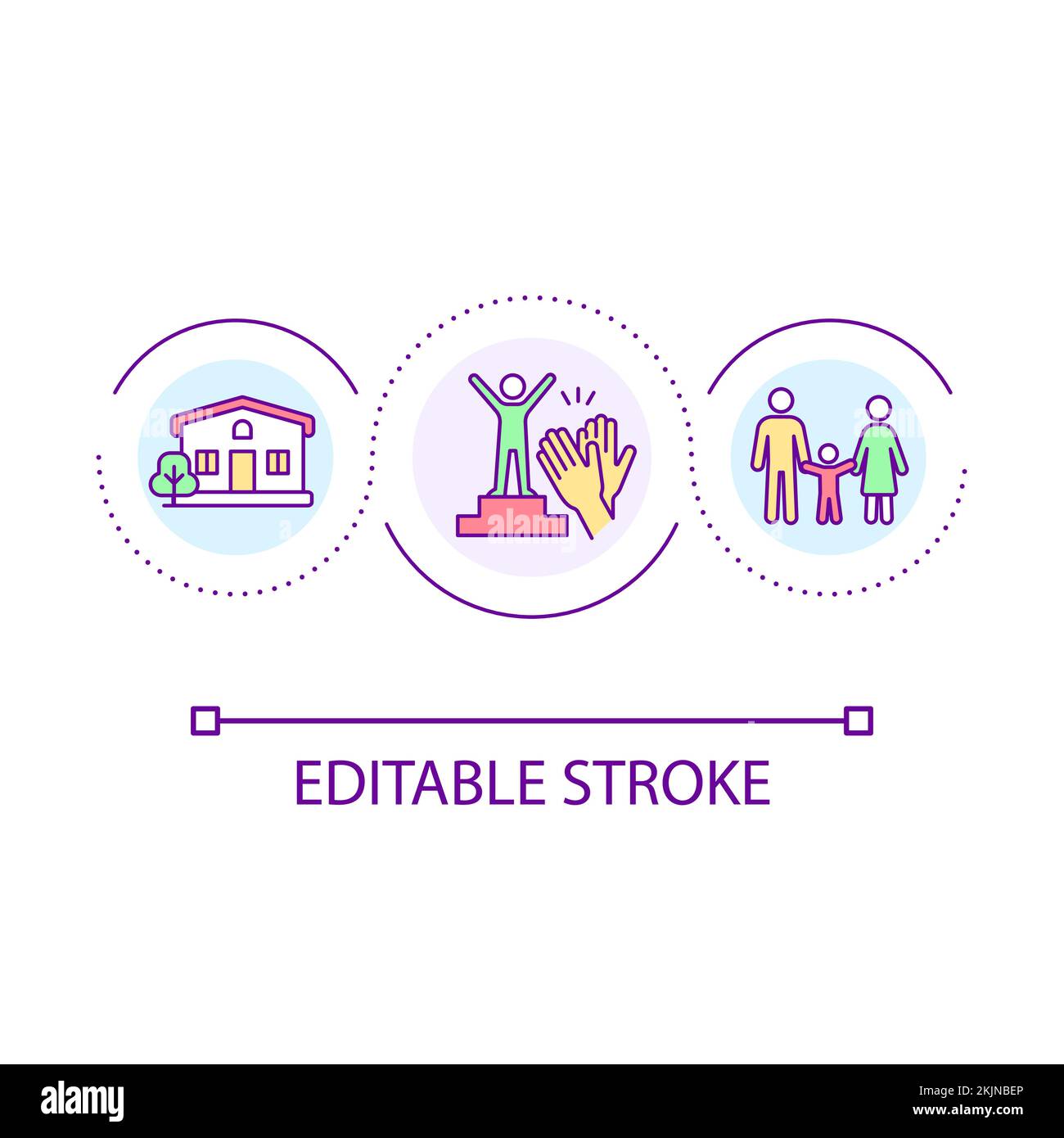 Personal achievement loop concept icon Stock Vector