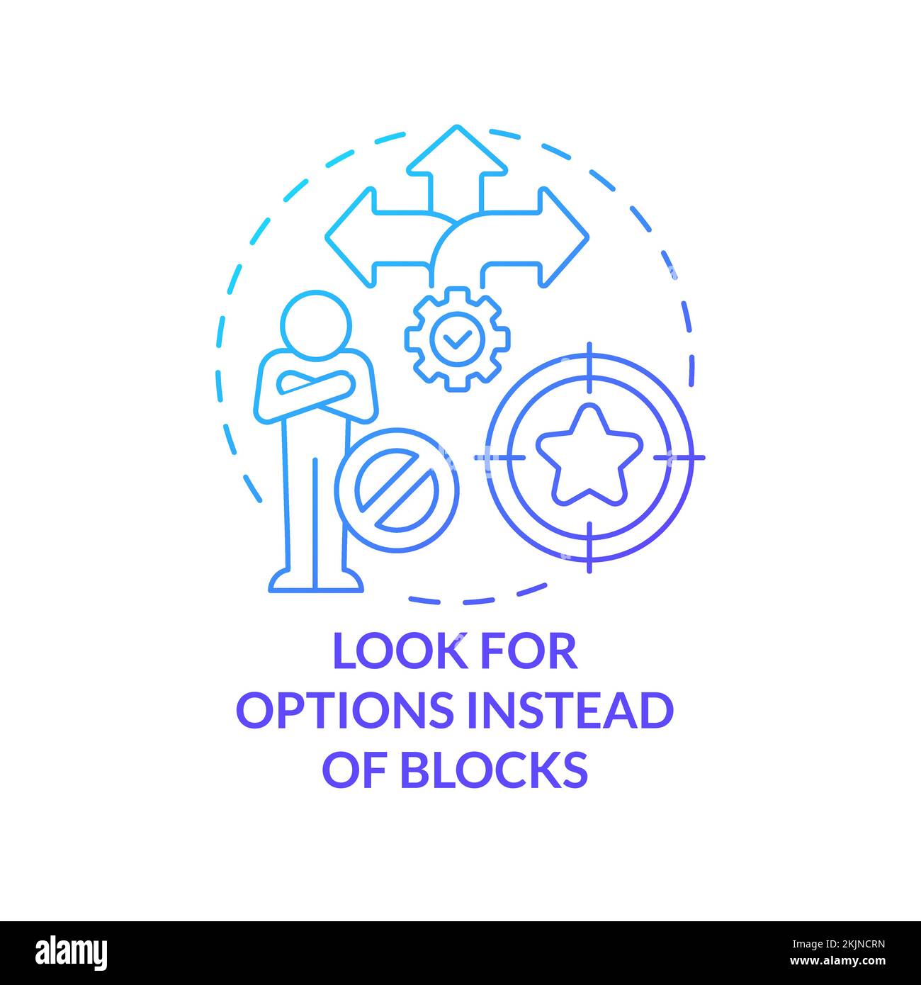 Look for options instead of blocks blue gradient concept icon Stock