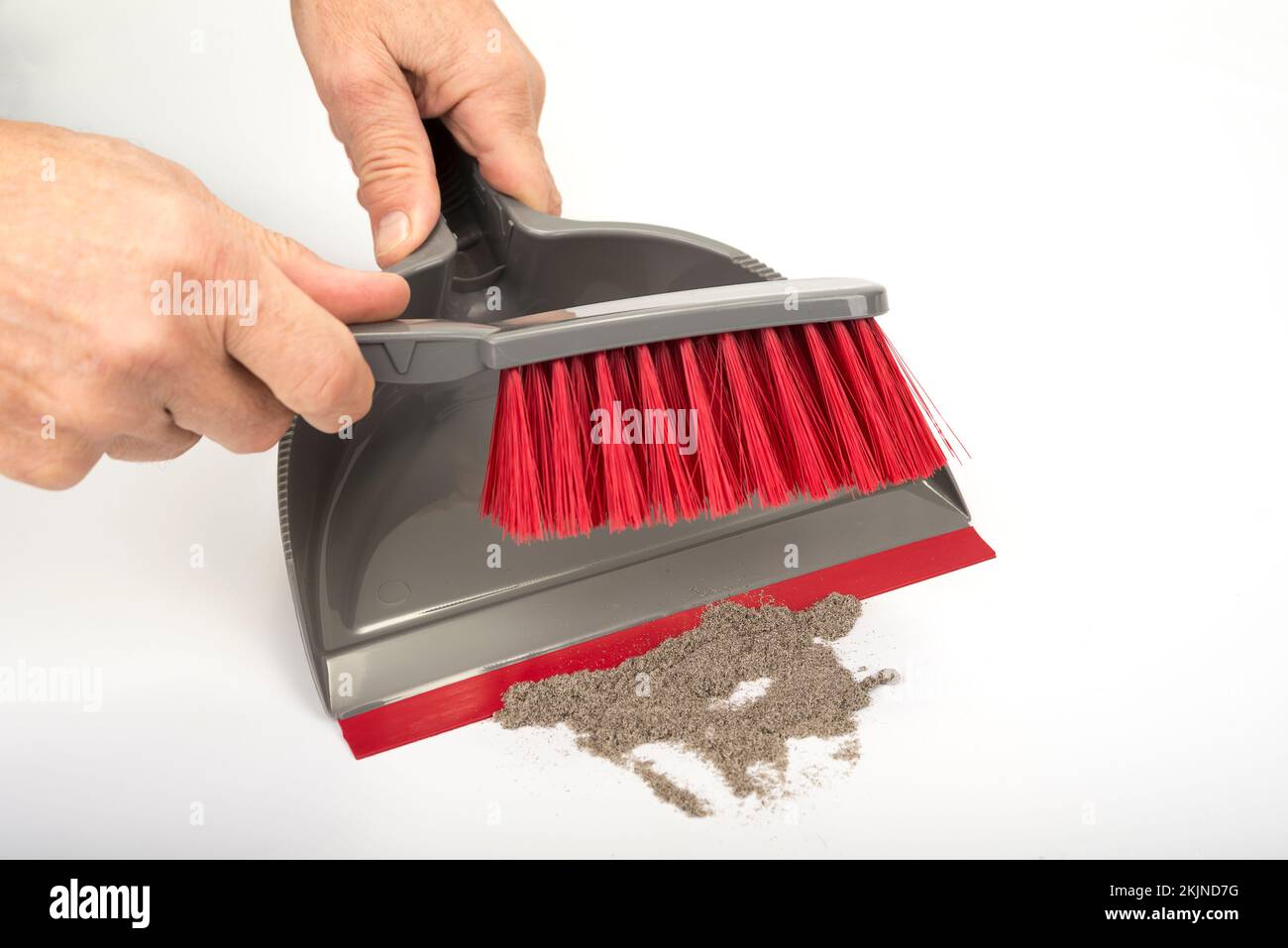 Cleaning set of dust pan and brush. Housekeeping Concept Stock Photo