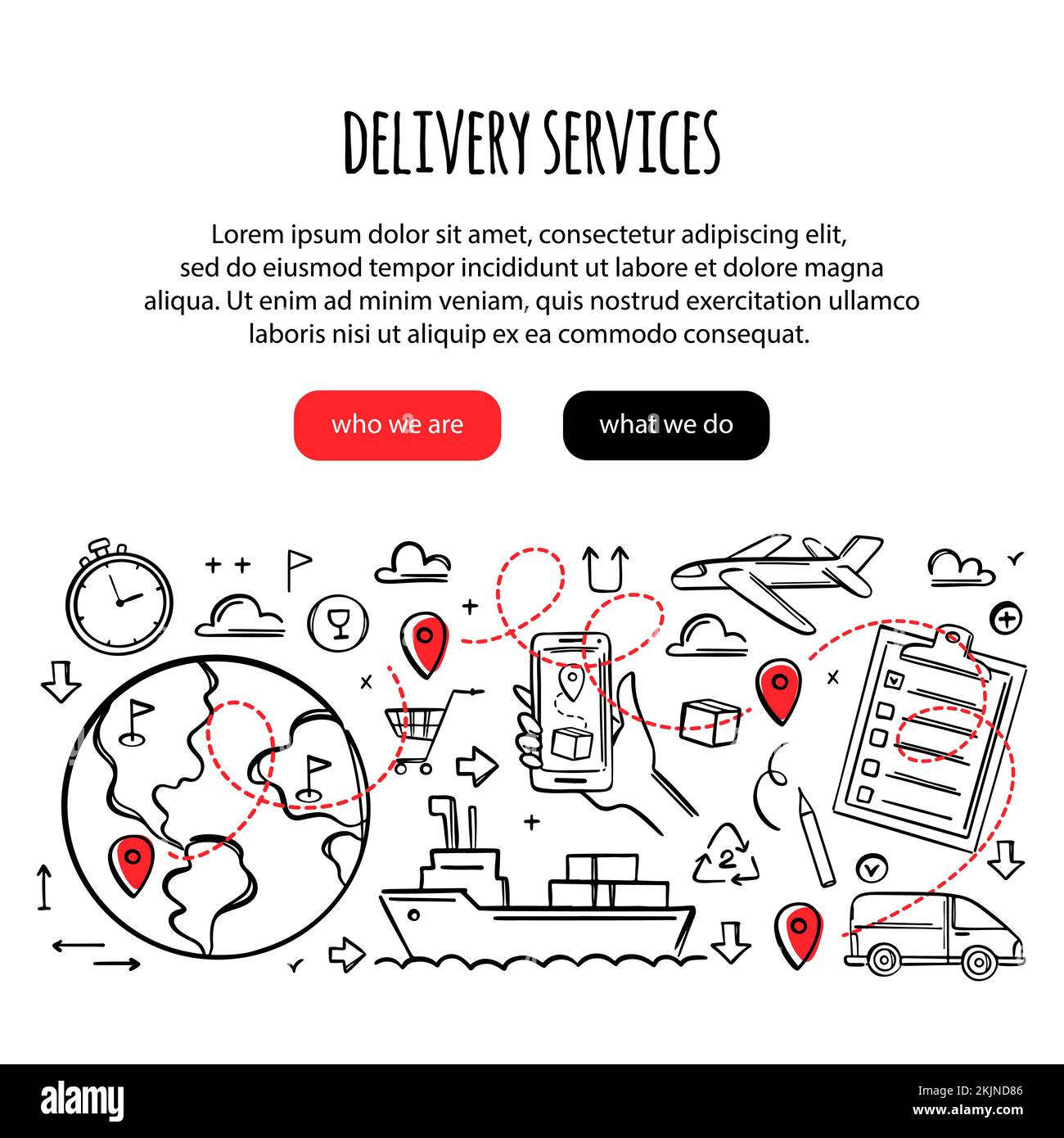 Global delivery service of goods by different modes of transport by