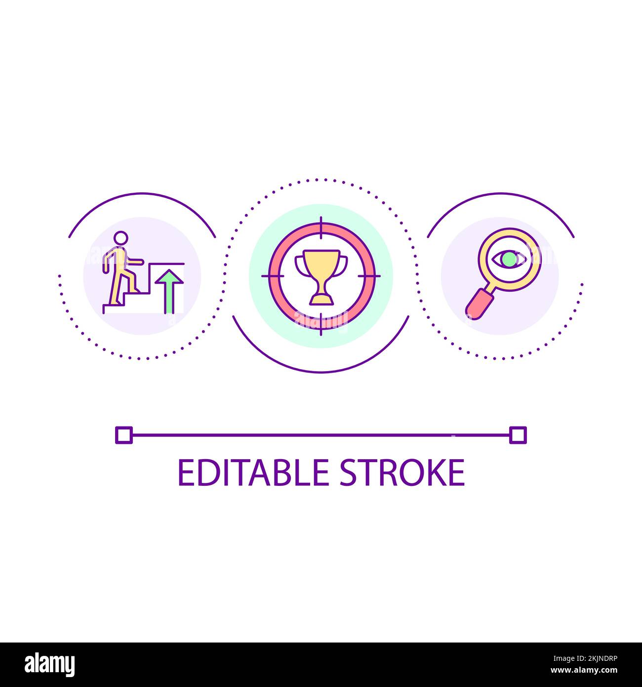 Achieving goals loop concept icon Stock Vector