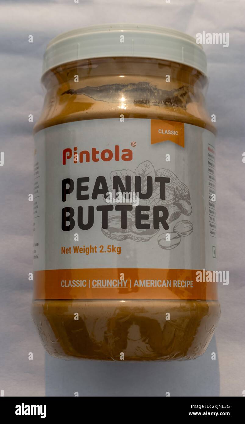 Kolkata, India June 11, 2022 A 2.5 kg jar of famous Indian Peanut