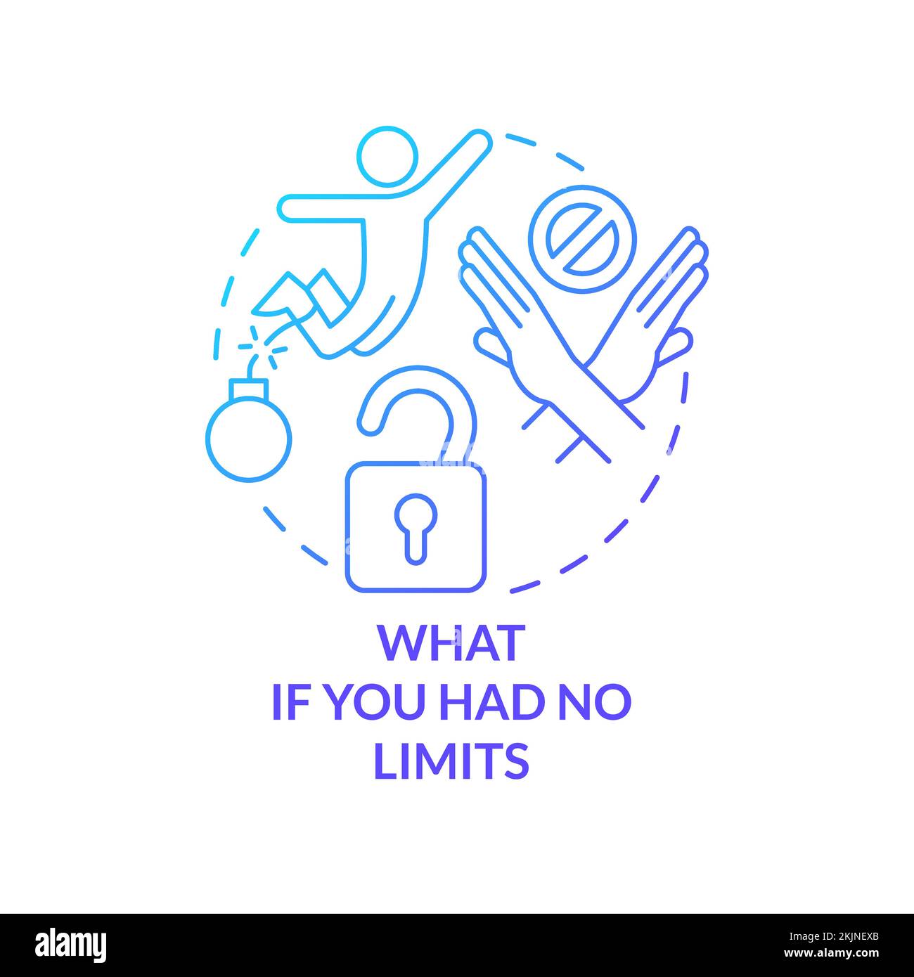 What if you had no limits blue gradient concept icon Stock Vector