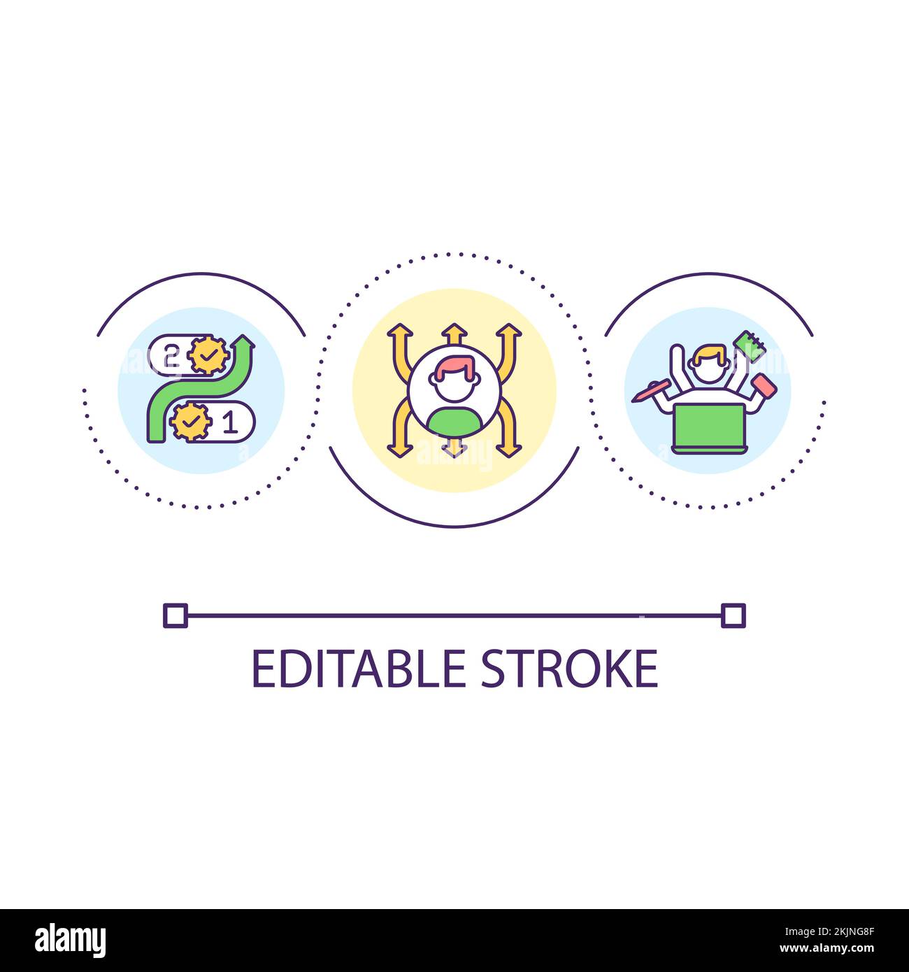 Multitasking skills loop concept icon Stock Vector