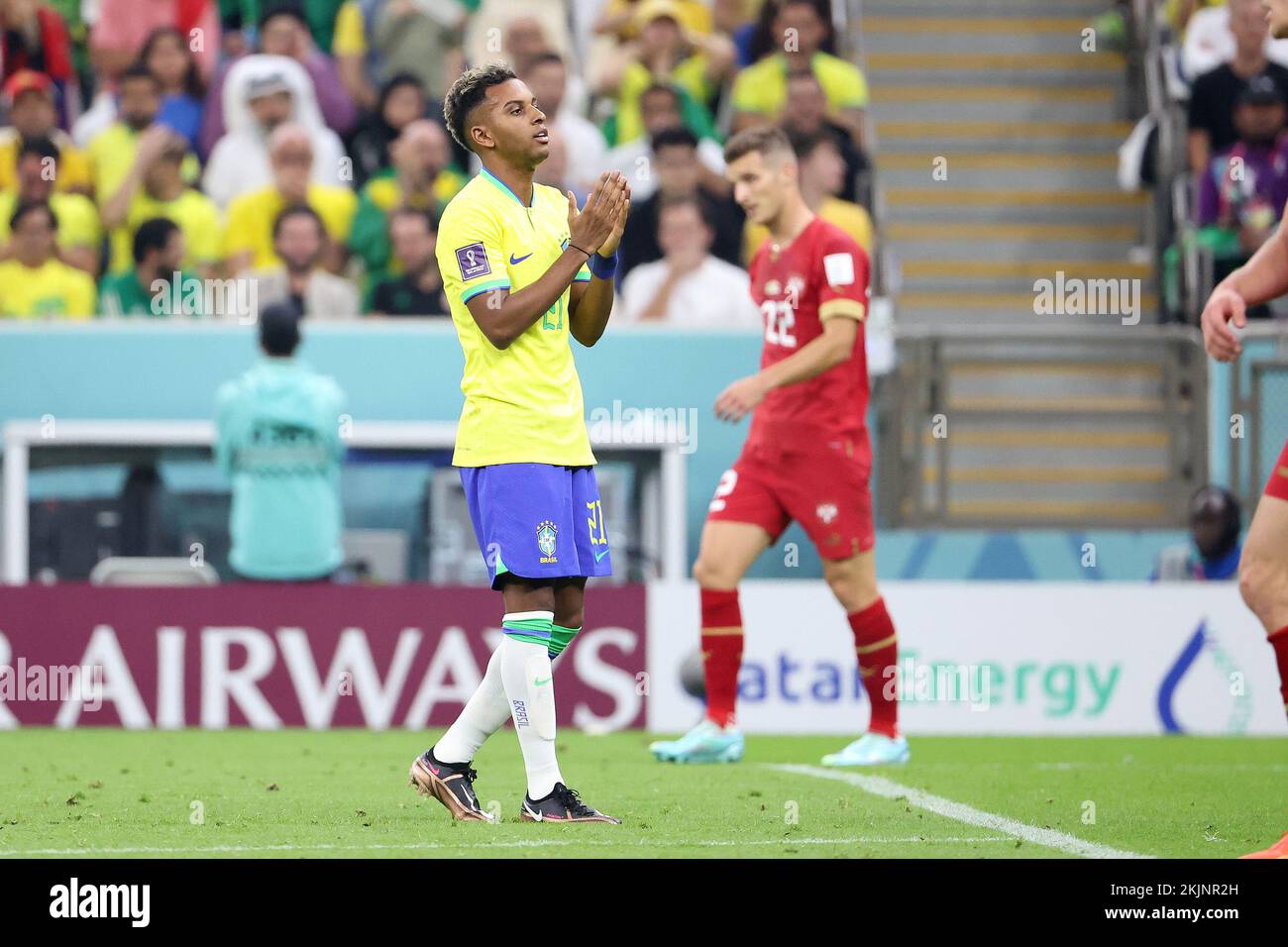 Doha, Qatar. 24th Nov, 2022. Rodrygo Silva de Goes of Brazil during the FIFA World Cup 2022, Group G football match between Brazil and Serbia on November 24, 2022 at Lusail Stadium in Al Daayen, Qatar - Photo: Jean Catuffe/DPPI/LiveMedia Credit: Independent Photo Agency/Alamy Live News Stock Photo