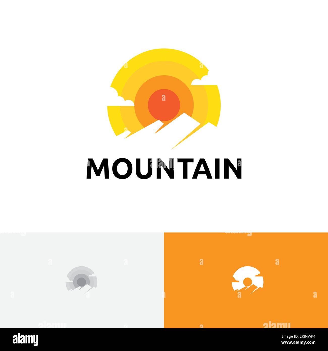 Mountain Sun Rise Bright Morning Sunrise Logo Stock Vector