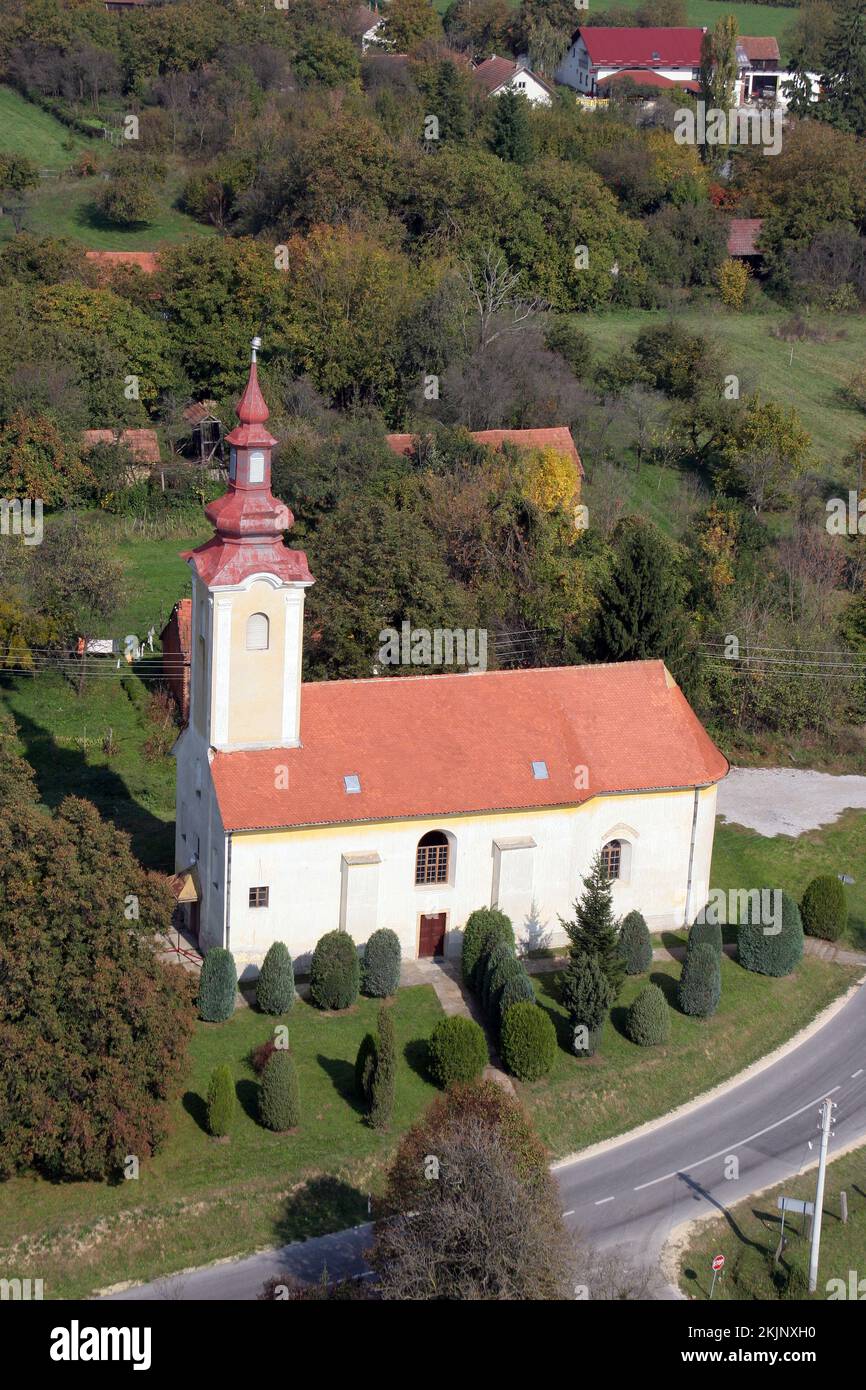 Parish Church of the Sacred Heart of Jesus and Saint Ladislaus in Mali Raven, Croatia Stock Photo