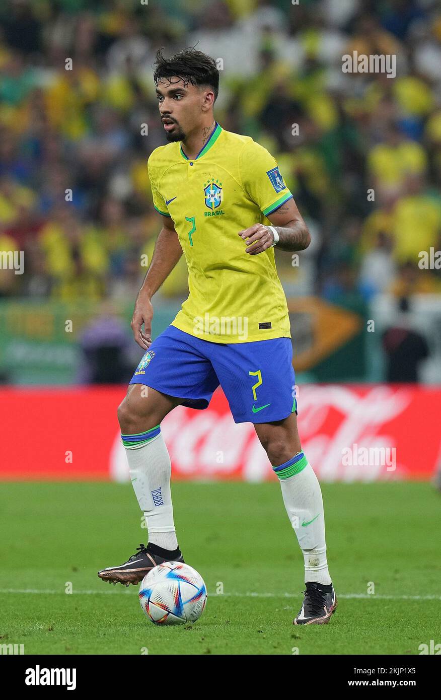11/24/2022, Khalifa International Stadium, Doha, QAT, World Cup FIFA 2022, Group G, Brazil vs Serbia, in the picture Brazil's midfielder Lucas Paqueta Stock Photo