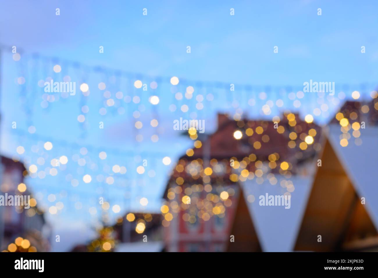 Blurred background with evening city view and lights Stock Photo