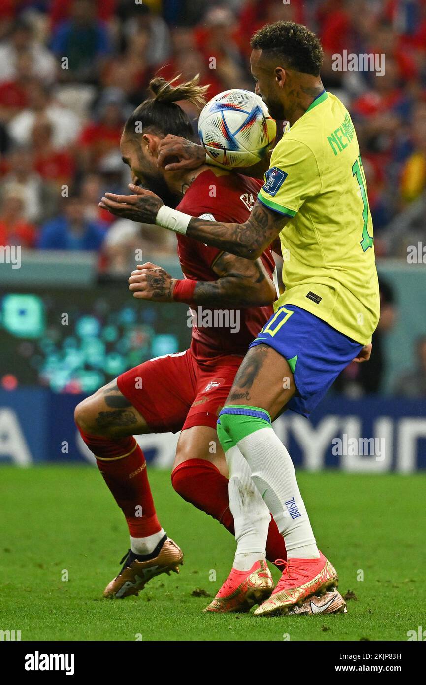 Neymar Jr of Brazil during Brasil v Serbie match of the Fifa World Cup Qatar 2022 at Lusail Stadium in Doha, Qatar on November 24, 2022. Photo by Laurent Zabulon/ABACAPRESS.COM Credit: Abaca Press/Alamy Live News Stock Photo