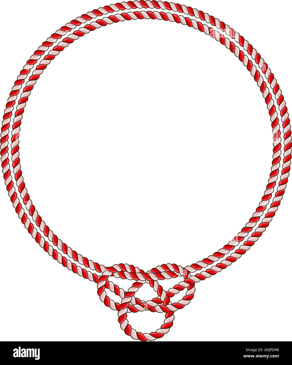 Round rope frame isolated on white background. Twisted cord Stock