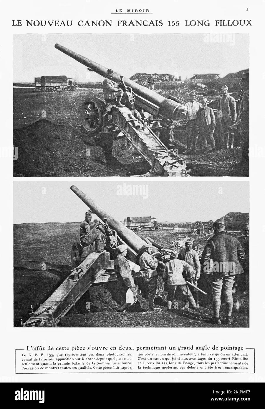 WW1 - 14/18 - French 155 Canon Louis FILLOUX (1869-1957) mod 1917 Stock Photo
