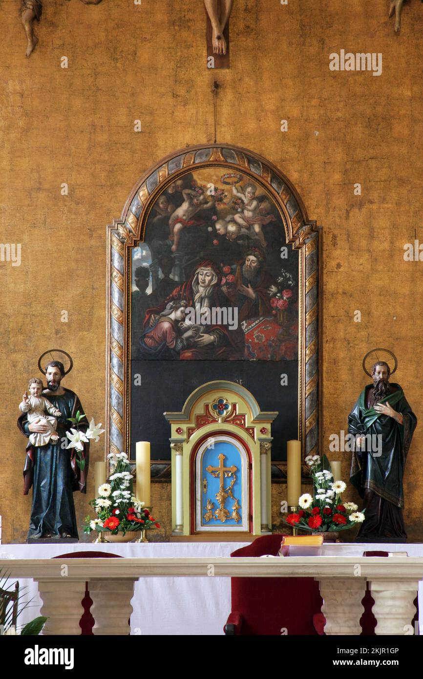 The main altar in the parish church of St. Anne in Krizevci, Croatia Stock Photo