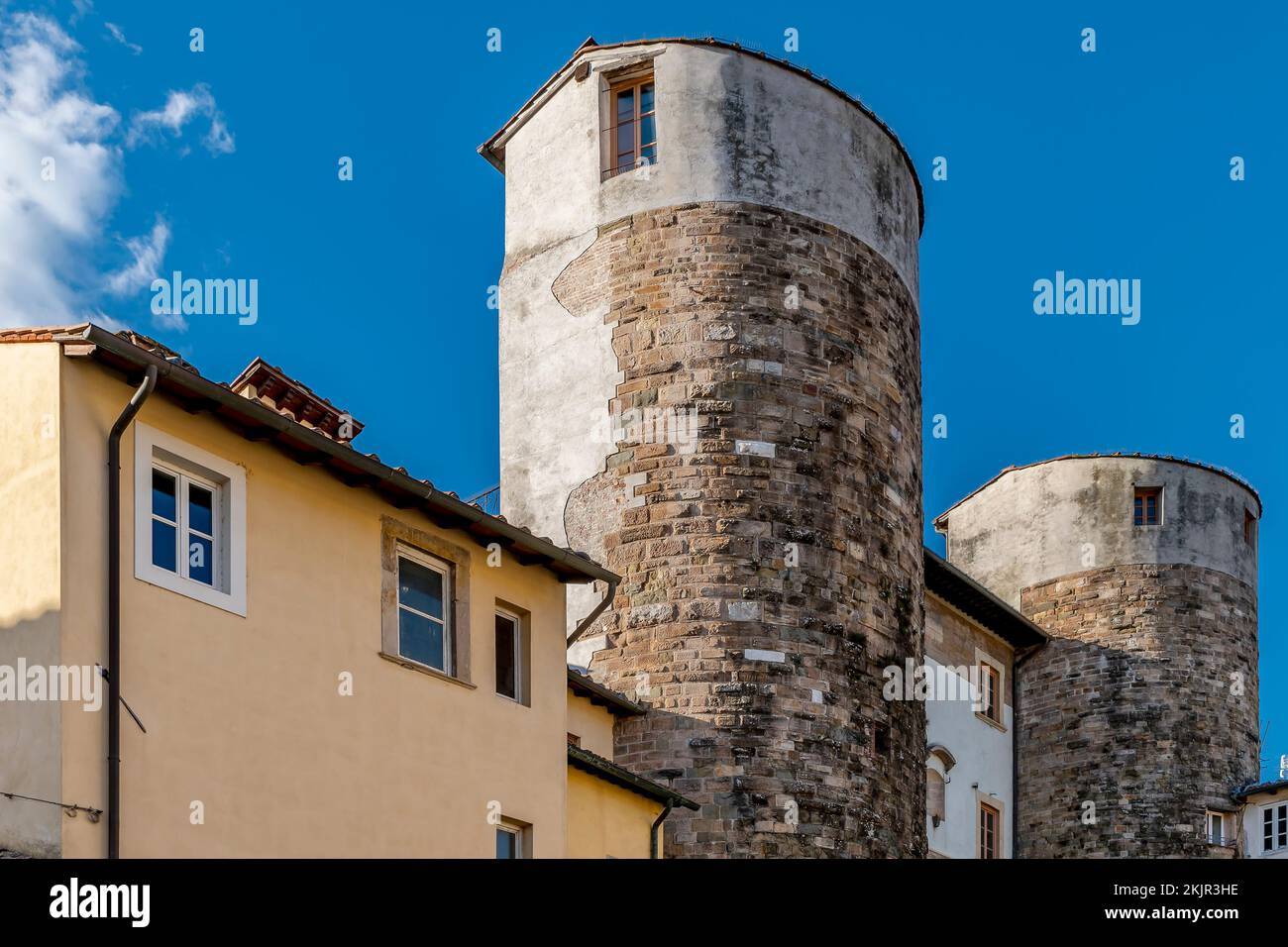 Detail of the ancient Porta San Gervasio, a gate in the old walls of Lucca, Italy Stock Photo