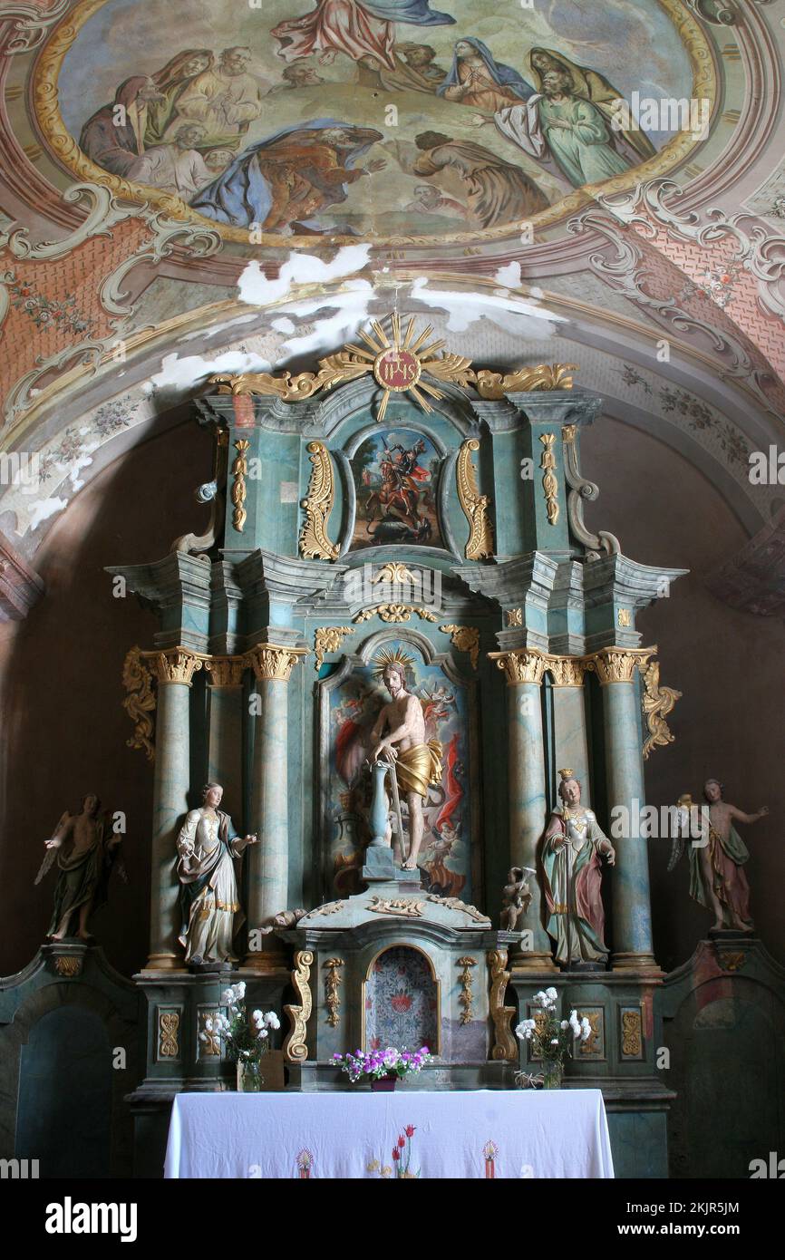 Altar of the Passion of Jesus in the parish church of St. Nicholas in Hrascina, Croatia Stock Photo