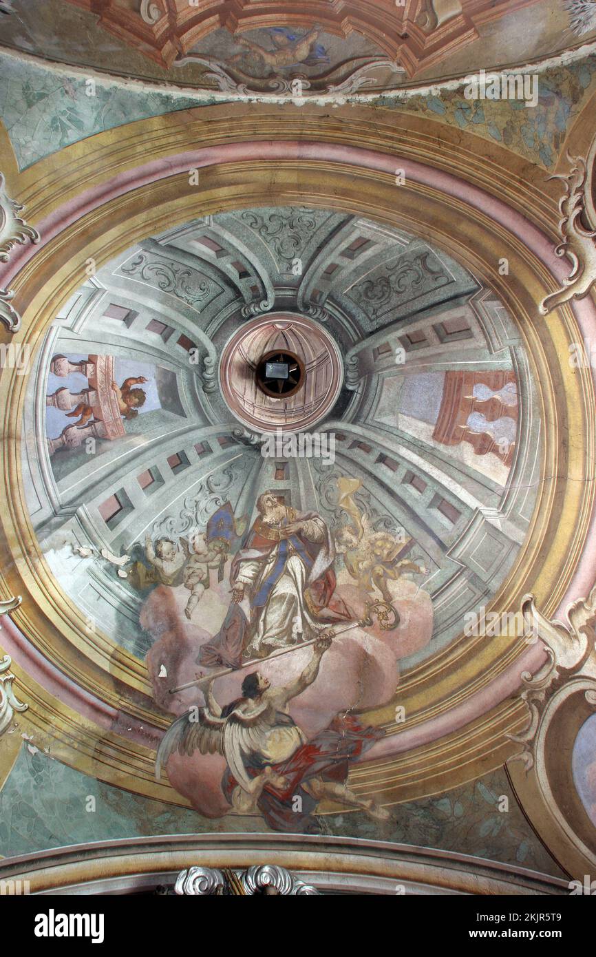 Saint Nicholas, fresco in the parish church of Saint Nicholas in Hrascina, Croatia Stock Photo