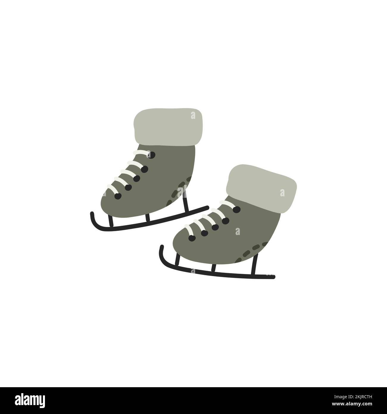 Winter figure ice skates. Holiday winter skating. Vector hand drawn