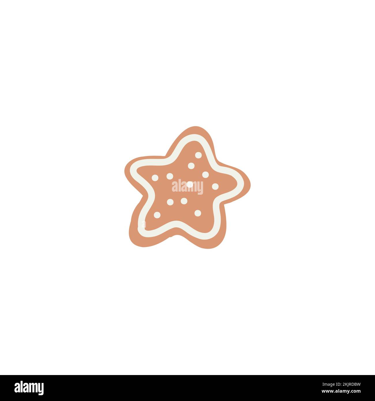 Funny ginger star sticker. Gingerbread doodle xmas clipart. Vector hand drawn christmas illustration Stock Vector