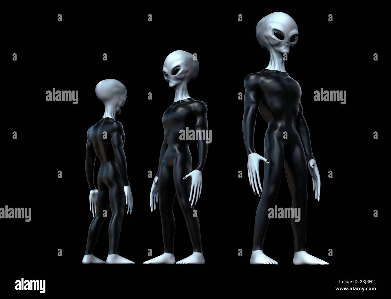 Alien Gray Humanoid ET Extraterrestrial character. Extremely detailed and realistic very high resolution 3d render Stock Photo