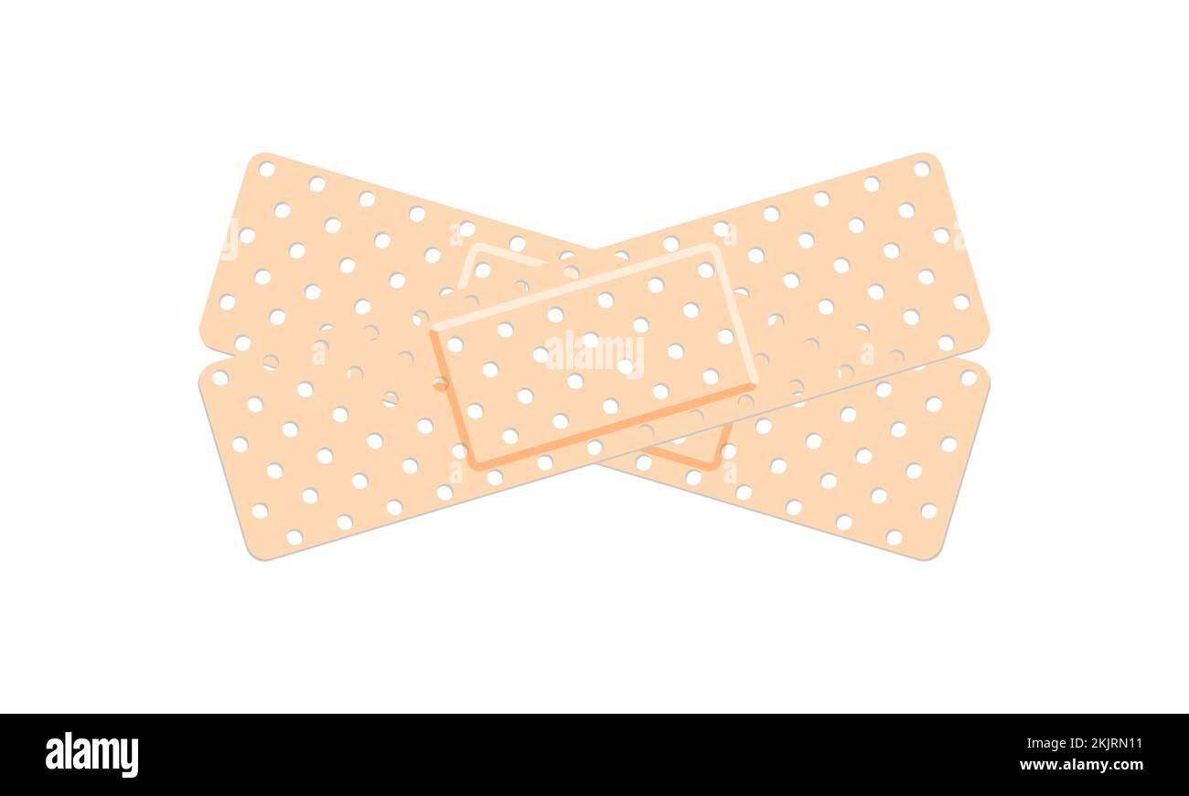 Medical plaster. First aid band plaster strip medical patch. Wound cross plastering band and