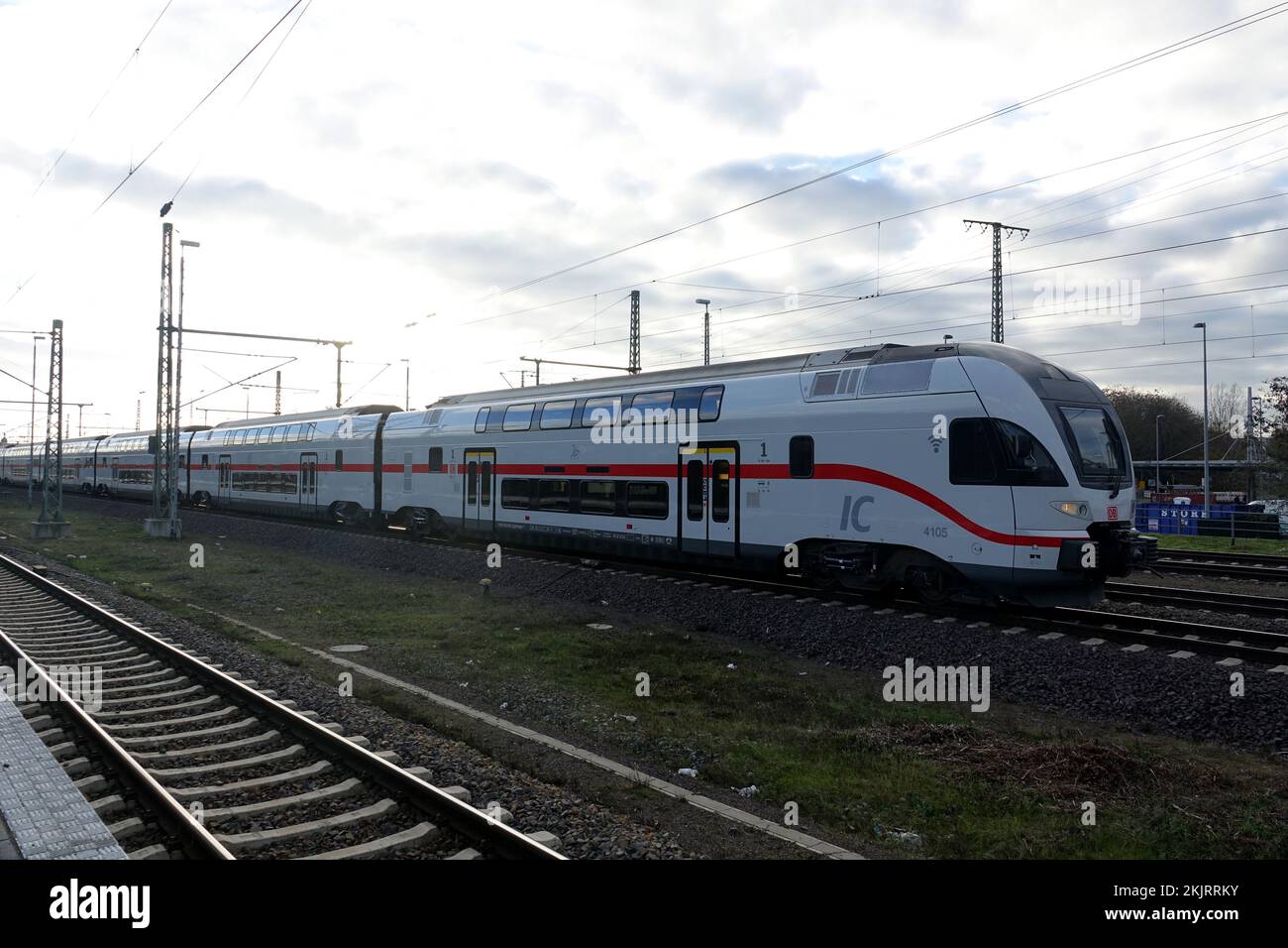 Magdeburg, Germany. 23rd Nov, 2022. A Deutsche Bahn Intercity 2 is standing on a track. The Intercity 2 are double-decker. Credit: Alexandra Schuler/dpa/Alamy Live News Stock Photo