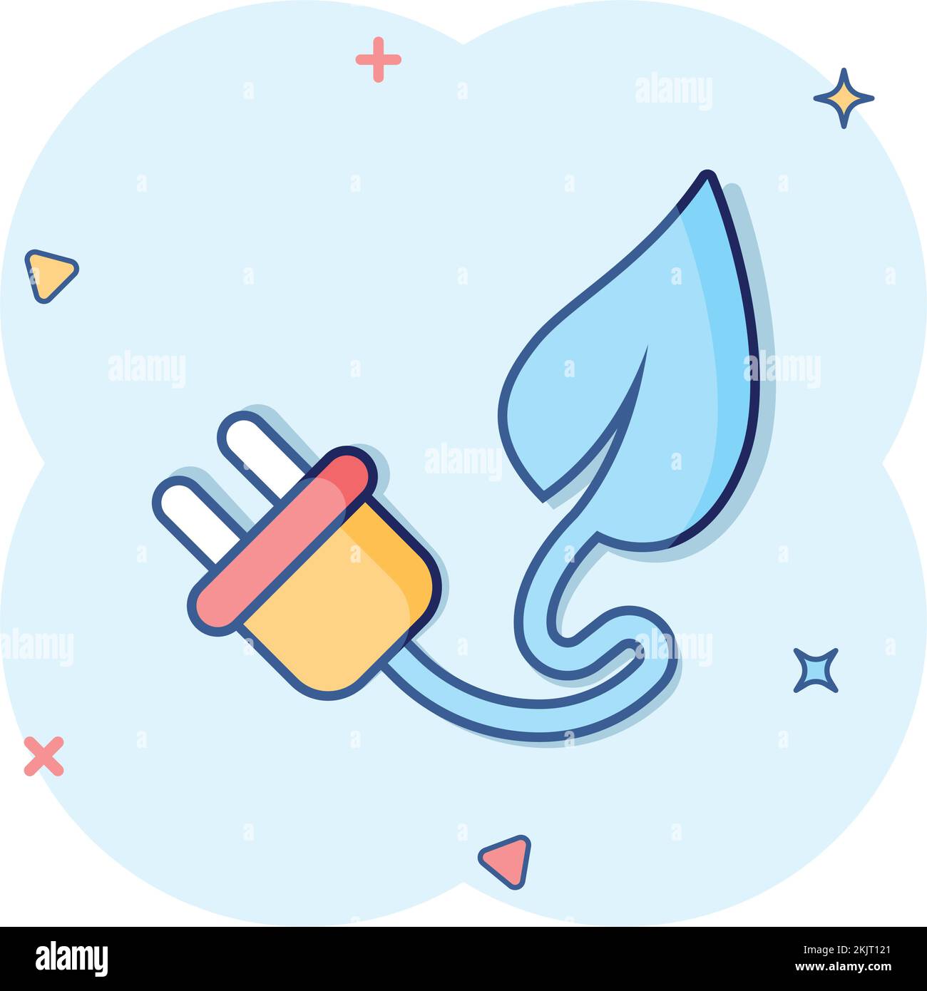 Eco power icon in comic style. Green energy cartoon vector illustration ...