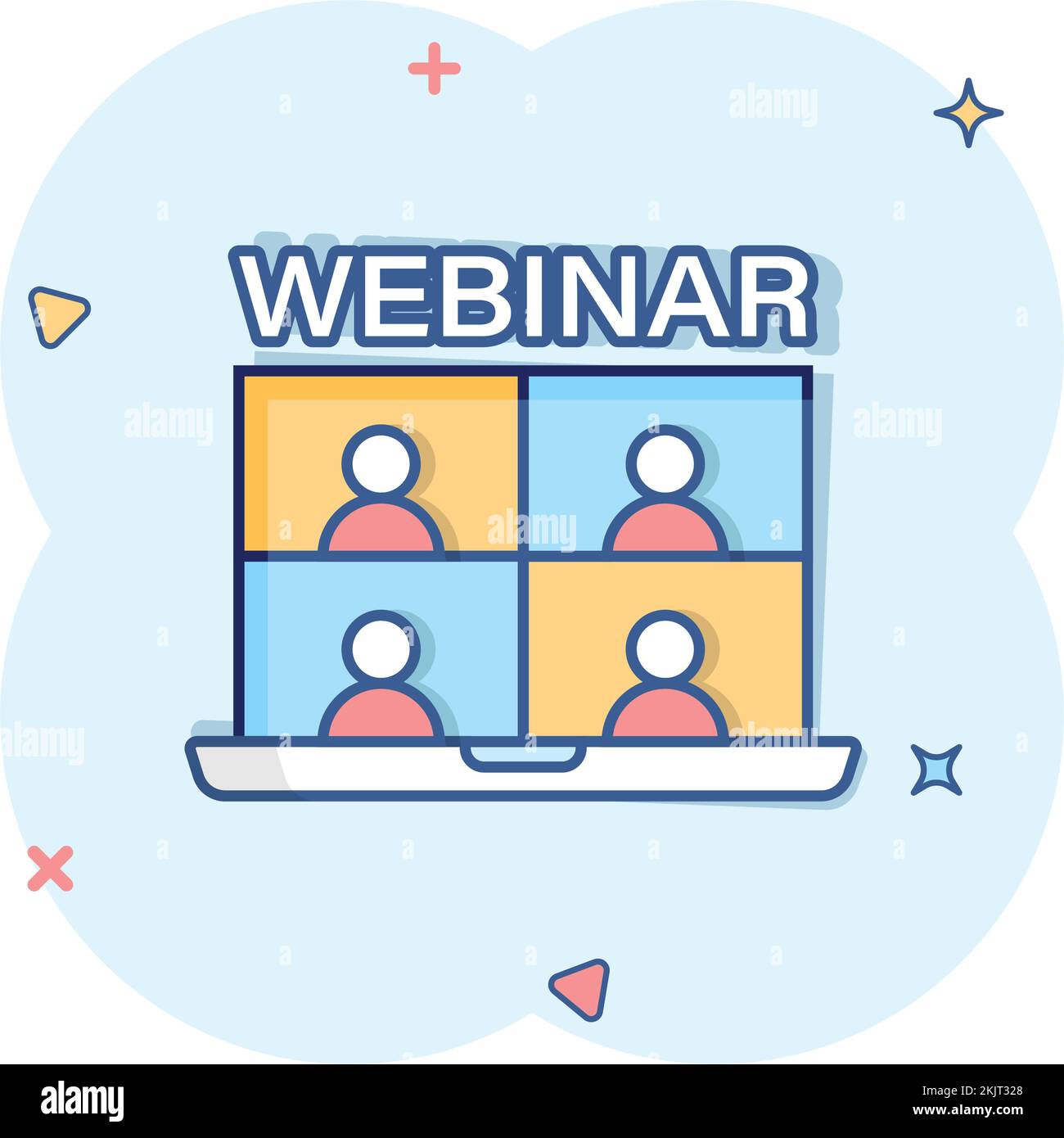 Live webinar icon in comic style. Online training cartoon vector ...