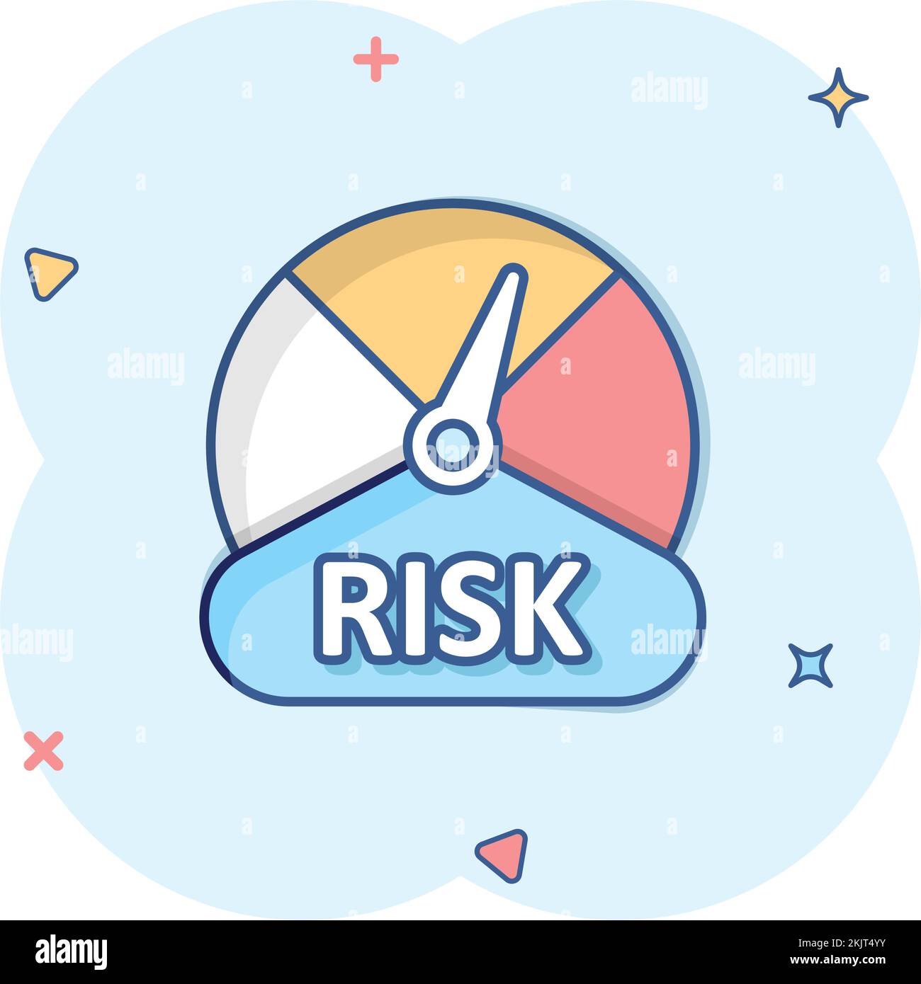 Risk meter icon in comic style. Rating indicator cartoon vector