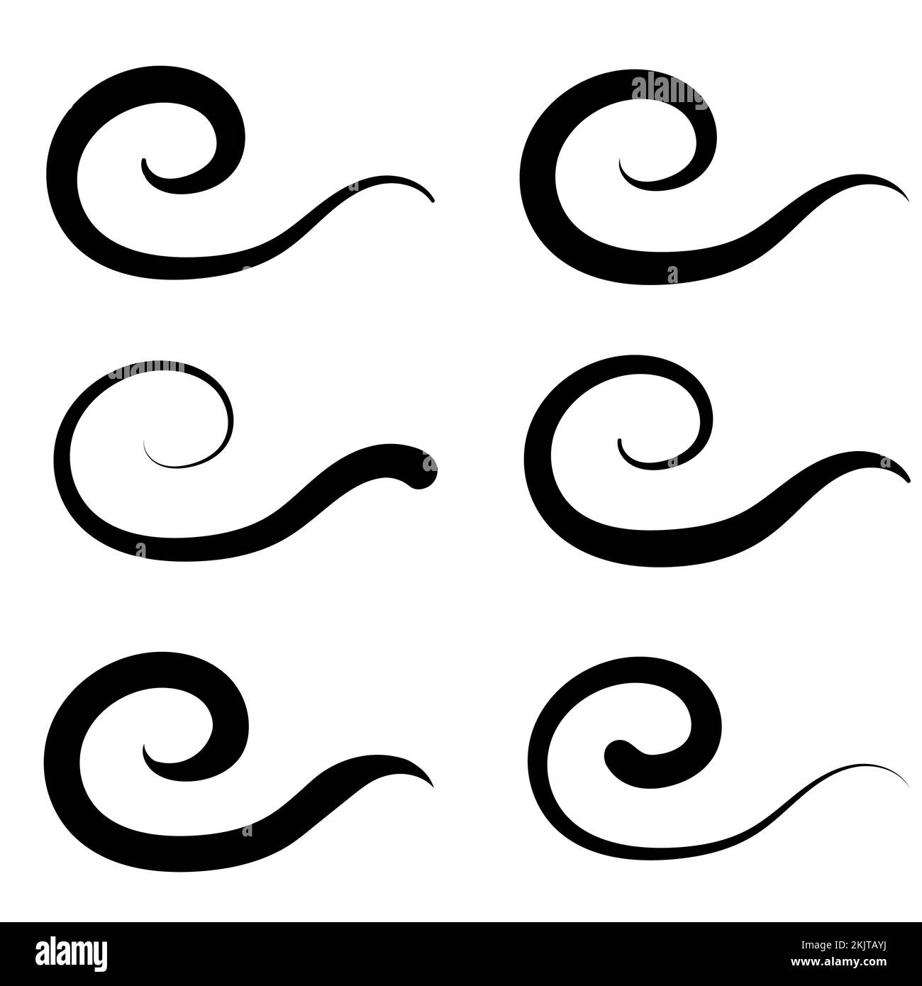 Swirl calligraphy element, flourish calligraphic line, design ornament script filigree Stock Vector