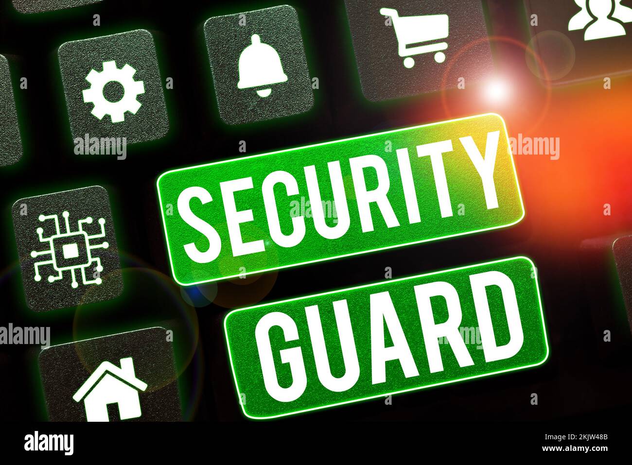 Hand writing sign Security Guard. Business overview tools used to ...