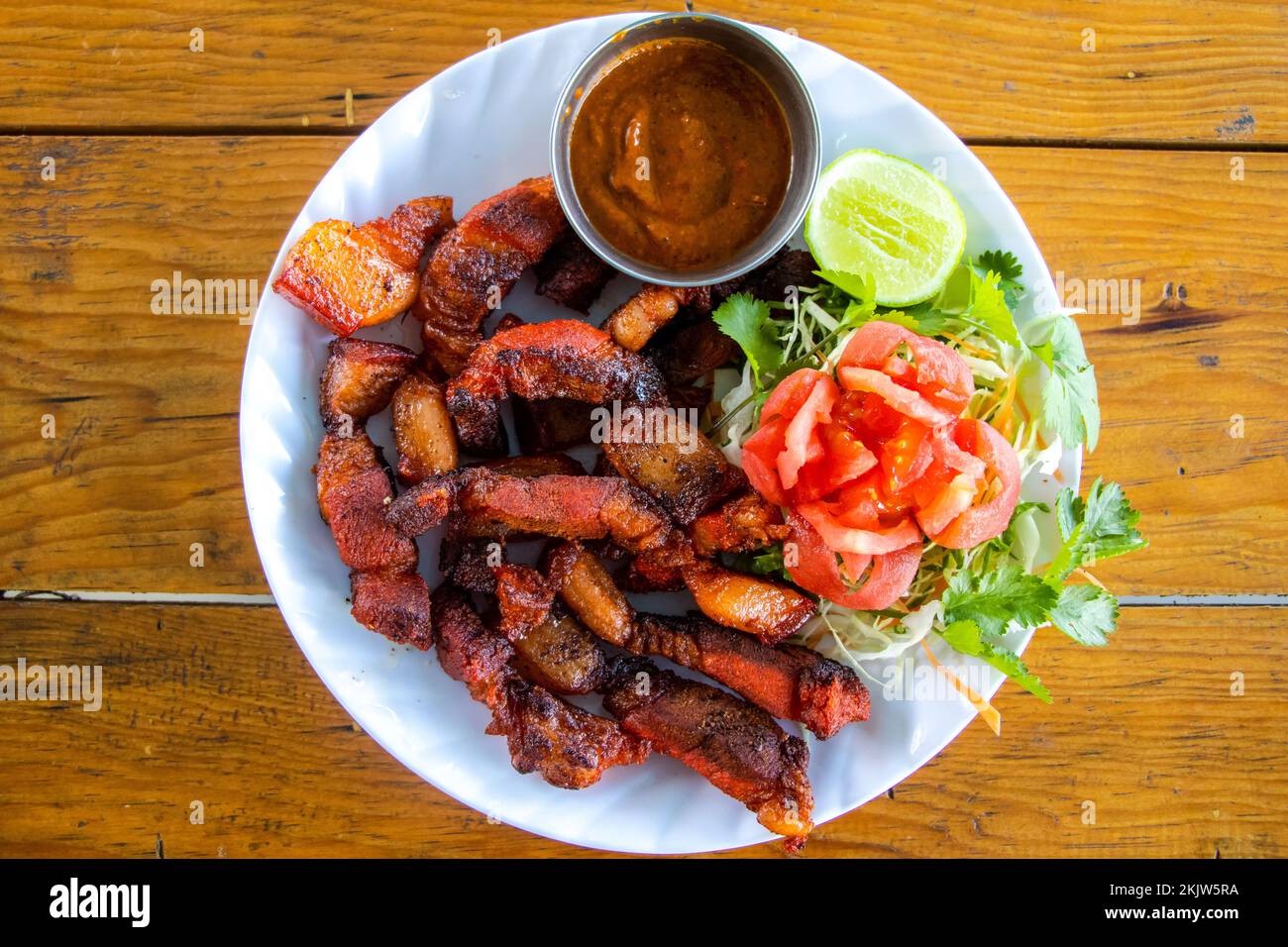 Pork Fry Grilled Spicy Nepali Snack Food Chicken Fry Stock Photo
