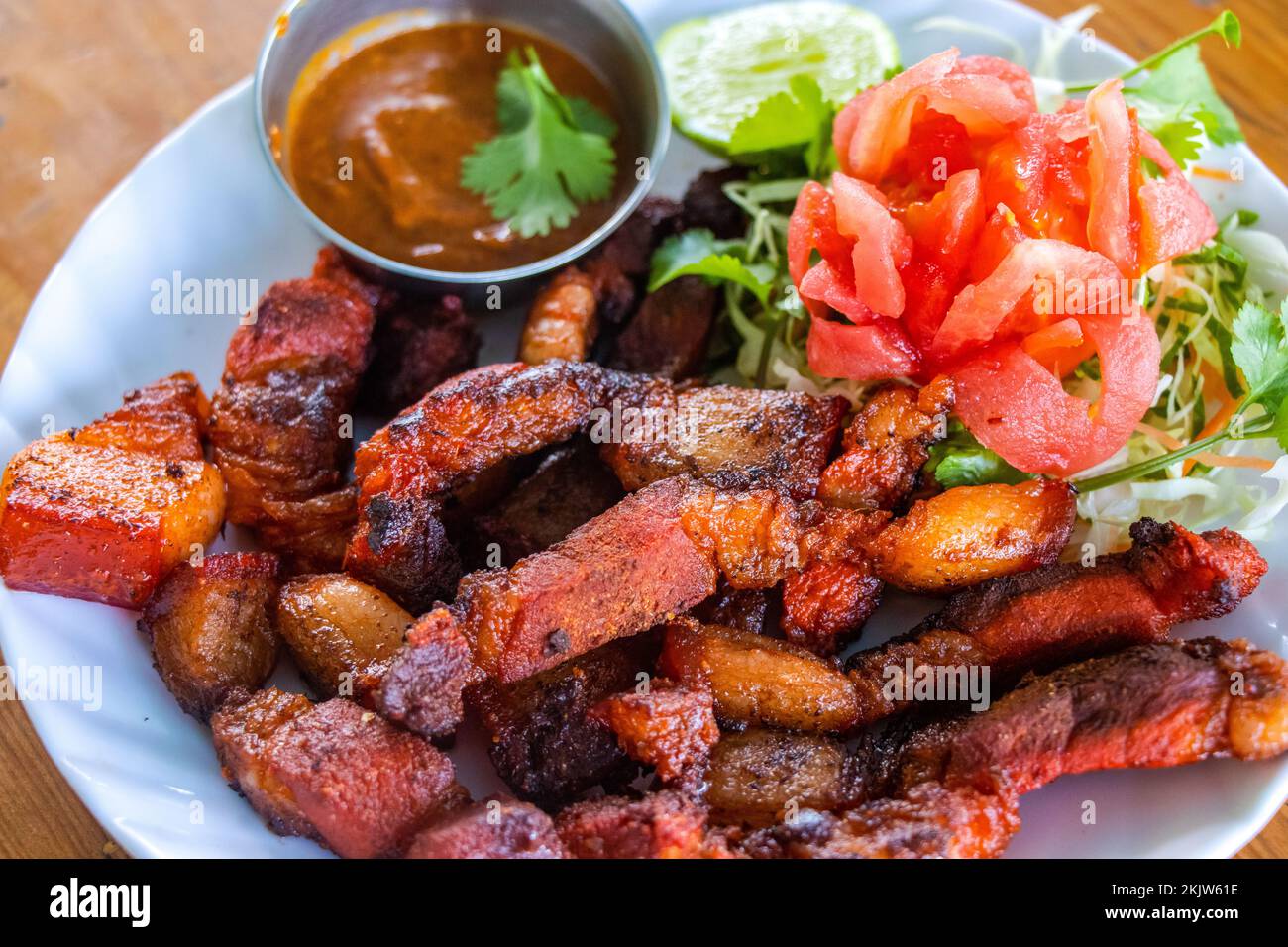 Pork Fry Grilled Spicy Nepali Snack Food Chicken Fry Stock Photo