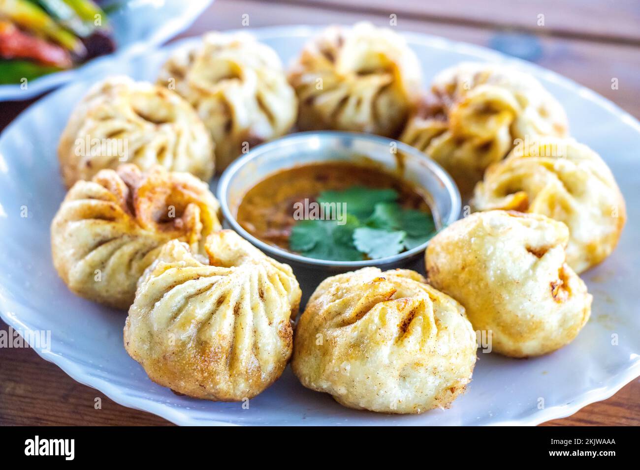 Nepali Style Tibetan Steamed Fried Momo Dumpling Stock Photo Alamy