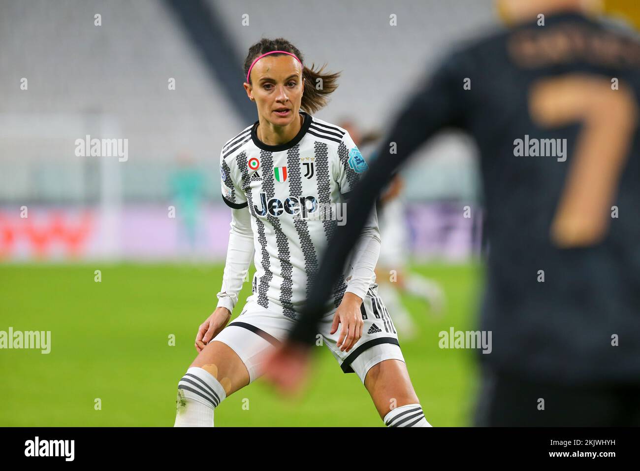 TURIN, ITALY, 24 NOVEMBER 2022. Barbara Bonansea of Juventus Women disappointed during the UWCL match (Group C) between Juventus Women FC and Arsenal Women FC on November 24, 2022 at Allianz Stadium in Turin, Italy.  Credit: Massimiliano Ferraro/Alamy Live News Stock Photo
