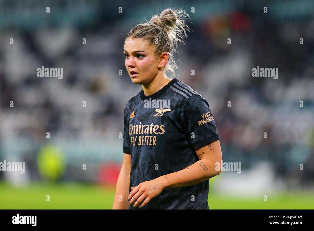 TURIN, ITALY, 24 NOVEMBER 2022. Laura Wienroither of Arsenal Women during the UWCL match (Group C) between Juventus Women FC and Arsenal Women FC on November 24, 2022 at Allianz Stadium in Turin, Italy.  Credit: Massimiliano Ferraro/Alamy Live News Stock Photo