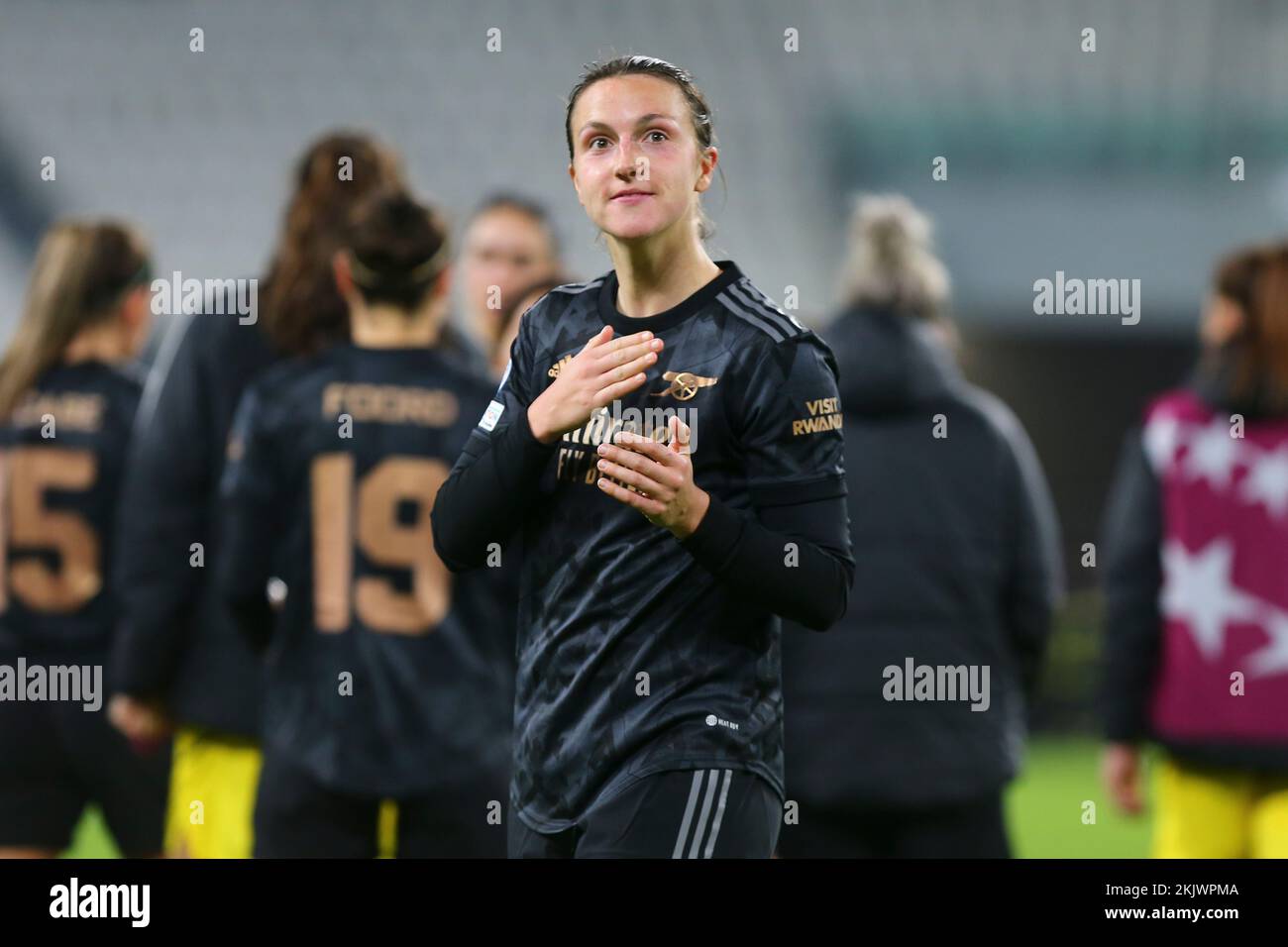 TURIN, ITALY, 24 NOVEMBER 2022. Lotte Wubben-Moy of Arsenal Women  during the UWCL match (Group C) between Juventus Women FC and Arsenal Women FC on November 24, 2022 at Allianz Stadium in Turin, Italy.  Credit: Massimiliano Ferraro/Alamy Live News Stock Photo