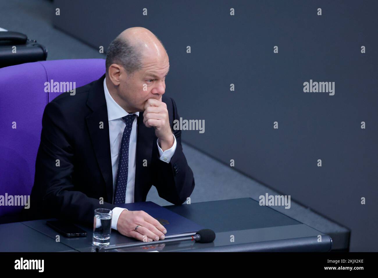 Berlin, Deutschland. 23rd Nov, 2022. Chancellor Olaf Scholz at the general debate in the German Bundestag. Credit: dpa/Alamy Live News Stock Photo