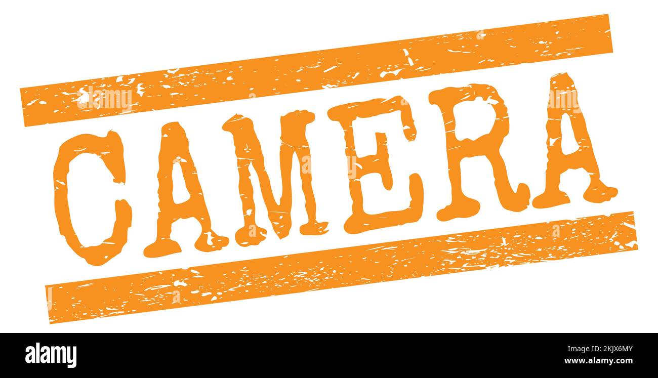 CAMERA text written on orange grungy lines stamp sign Stock Photo - Alamy