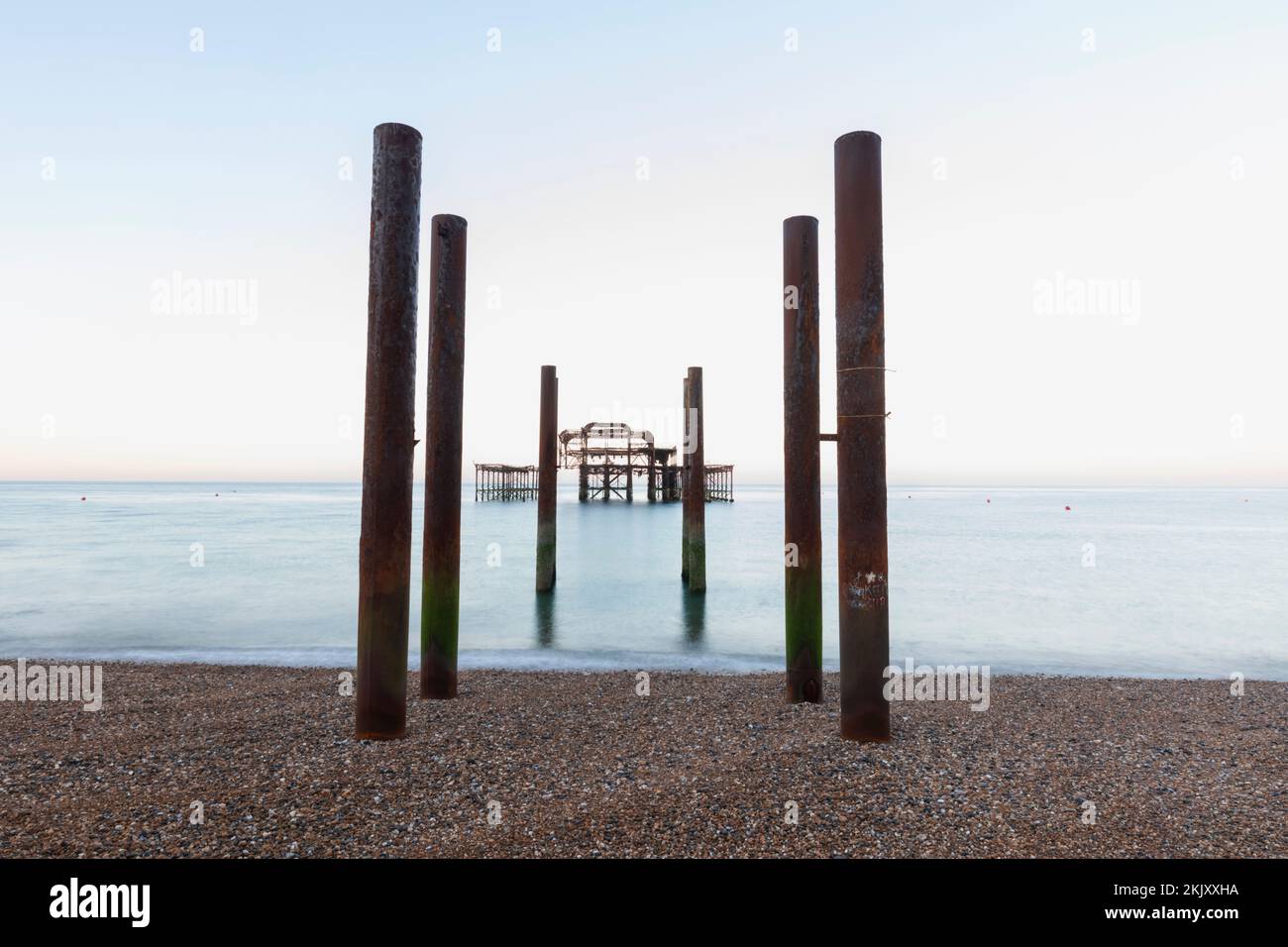 England, East Sussex, Brighton, Ruins of The Old West Pier Stock Photo