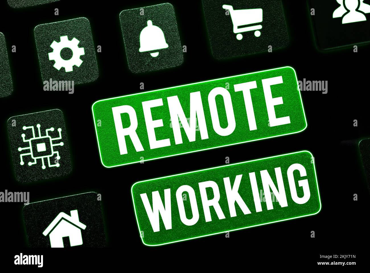 Handwriting text Remote Working. Concept meaning situation in which an employee works mainly