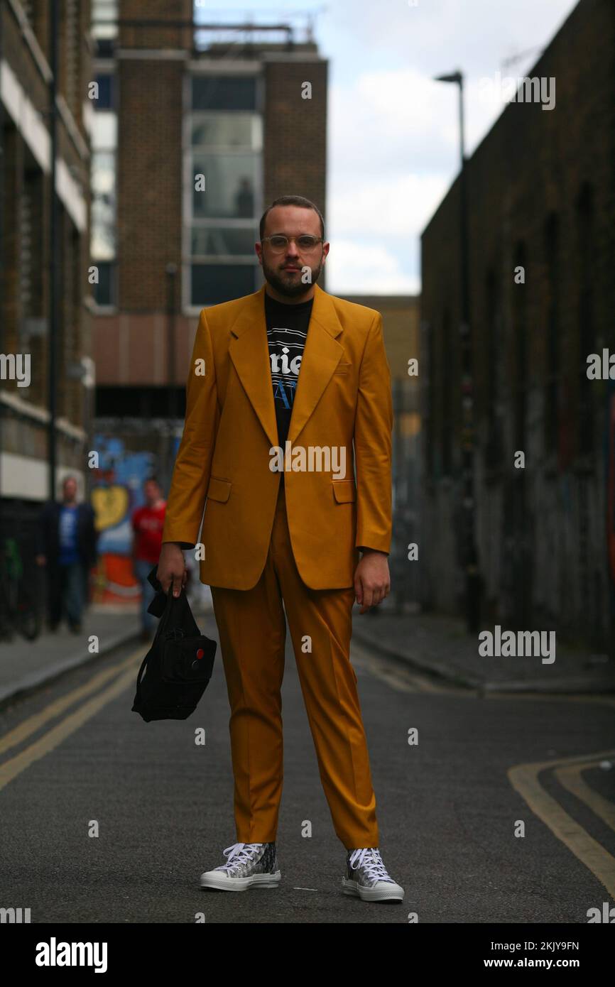 Cool fashion street style man in London Stock Photo