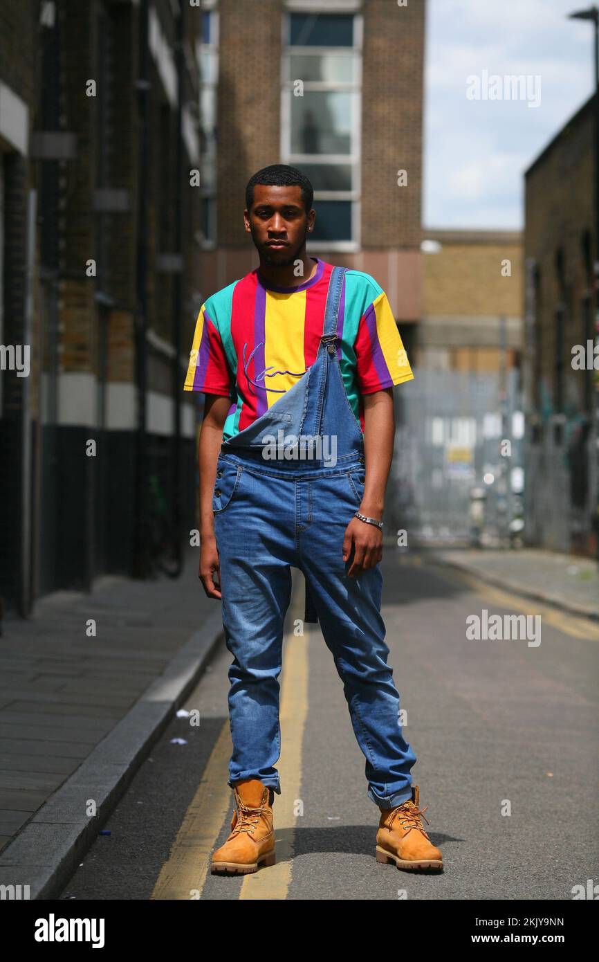 Spanish professional footballer Hector Bellerin wears Christopher Shannon  jacket and Zimmermann pyjamas during the Autumn/ Winter 2018 London Fashion  Week outside the BFC Show Space, London Stock Photo - Alamy