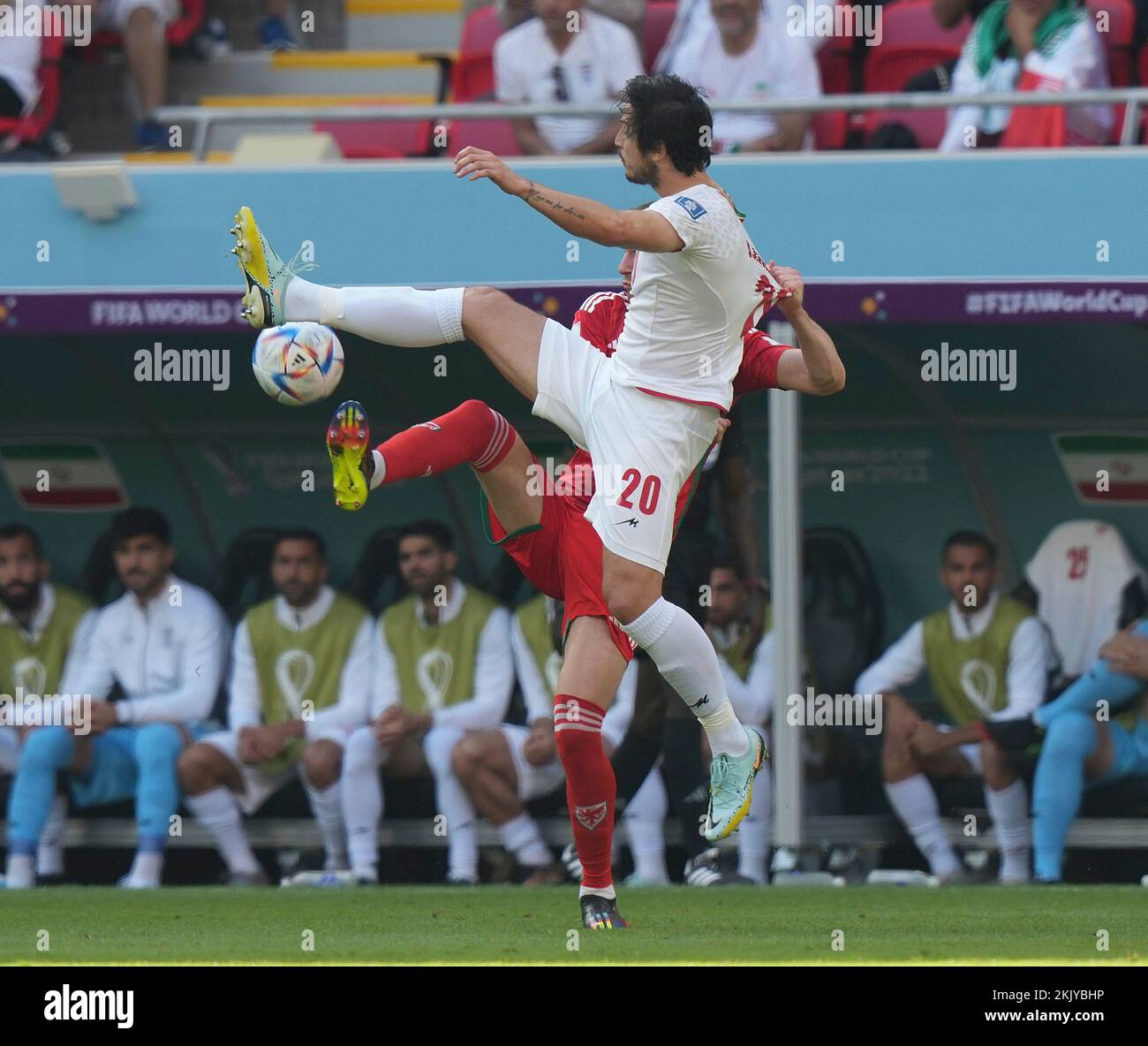 Joe Rodon during the FIFA World Cup Qatar 2022 Group B match between Wales  and England at Ahmad Bin Ali Stadium on November 29, 2022 in Doha, Qatar.  (Photo by Pawel Andrachiewicz/PressFocus/Sipa USA Stock Photo - Alamy