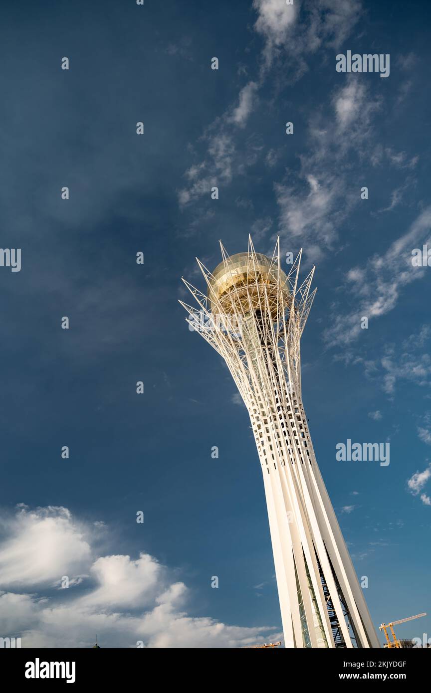 ASTANA, KAZAKHSTAN - OCTOBER 08, 2022: Bayterek tower is the main symbol of Kazakhstan in Astana city Stock Photo