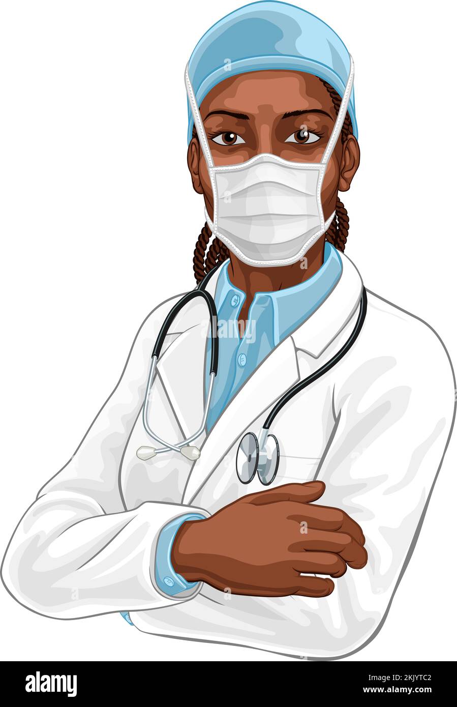 Black Woman Medical Doctor in PPE Mask Stock Vector Image & Art - Alamy